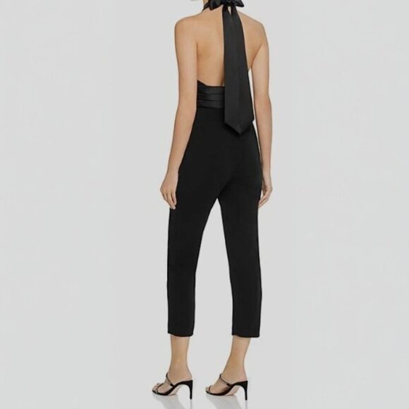 NWT Jay Godfrey Women's Black Sleeveless V-Neck Tapered Tuxedo Jumpsuit Size 2 - Picture 3 of 6